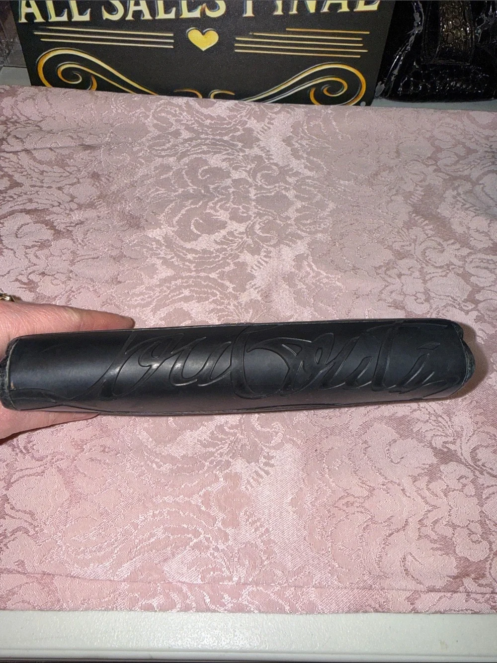 Christian Louboutin Black Leather Long Wallet with Red Logo Accent